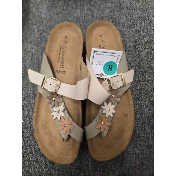 A. Giannetti Women's Floral Slip On Sandals Size 8M Made In Italy Leather - Picture 1 of 5